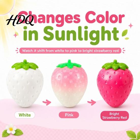 Stress Relief Gadget 1/2Pcs Strawberry Squeeze Toy Color Changing Ball Sensory Decompression