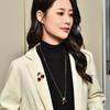 Colar com Pingente de Cereja Colar Corrente para Suéter Acessório de Moda Textura de Cristal Artificial Presente para Mulheres da Moda