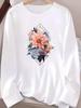(Asian Size) flower trend cute Fashion Print T Shirt autumn winter spring Casual Tee Women Clothing Top o-neck Graphic Long Sleeve T-shirts
