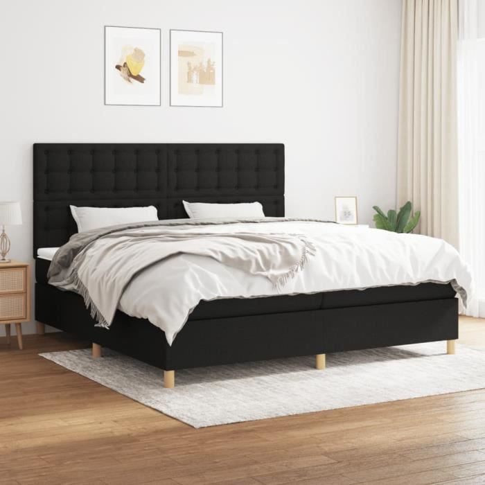 3142683 vidaXL Divan Bed with Mattress Black 200x200 Cm Fabric