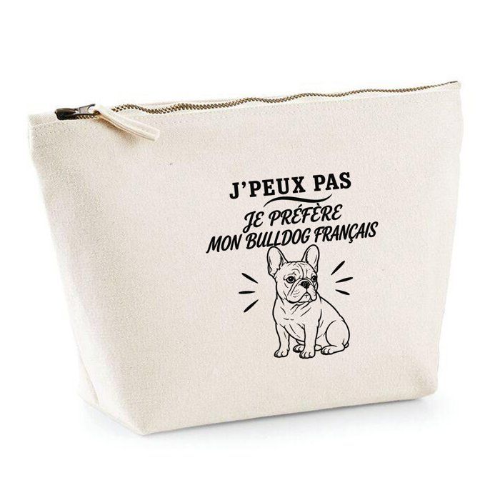 Trousse de toilette - PLANETEE - J'peux pas minimaliste - 100% coton beige - 3 L (28×19×9 cm) - Impression DTG durable