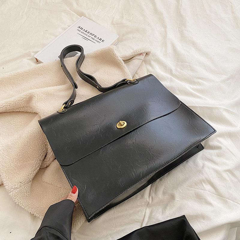 High Quality Retro Large Capacity Shoulder Bag  Autumn Winter New Women's Texture PU Crossbody Bags Casual Male Briefcase