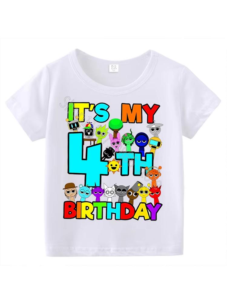 Kids Birthday Cute Cartoon Characters Graphic TShirt Soft Cotton Crew Neck Tee Casual Party Wear for Boys  Girlstk0032 100