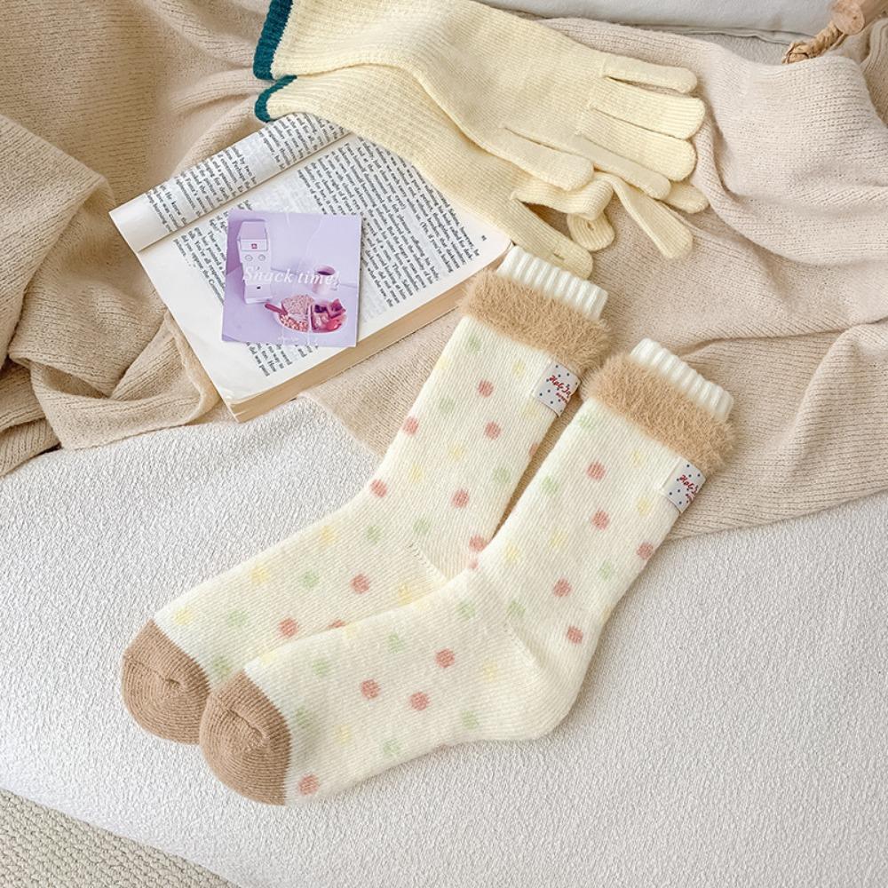 

Warm Fluffy Plush Stocking Thickened Medium Tube Sock Ins Floor Sleep Sock хакі