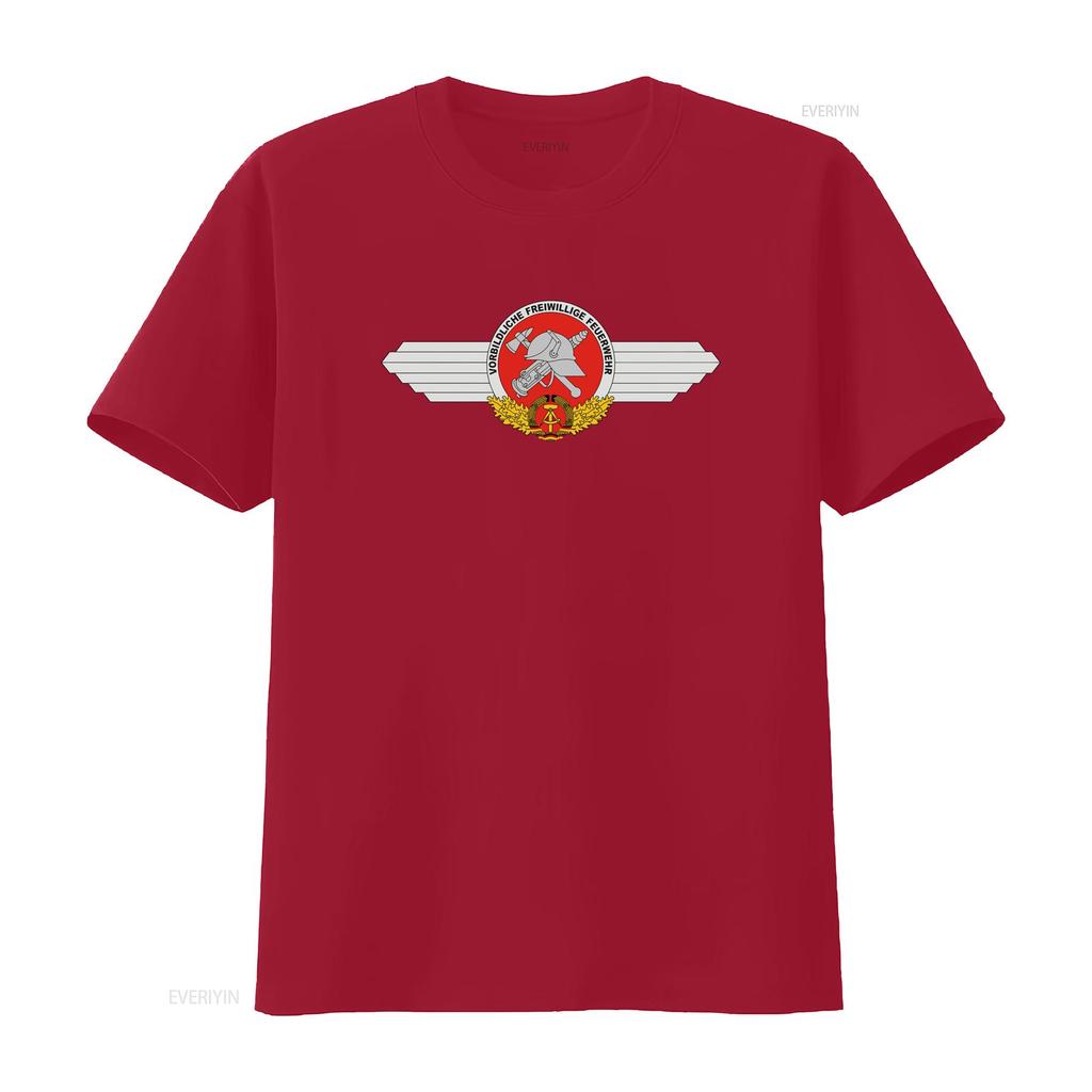 Vintage Fire Brigade GDR FFW Model Live Volunteer Coat of Arms Logo Badge T Shirt 34085 vintage Washed Comfortable