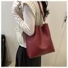 Large Capacity Retro Simple Korean Style Fashion Single Shoulder Crossbody Bucket Bag