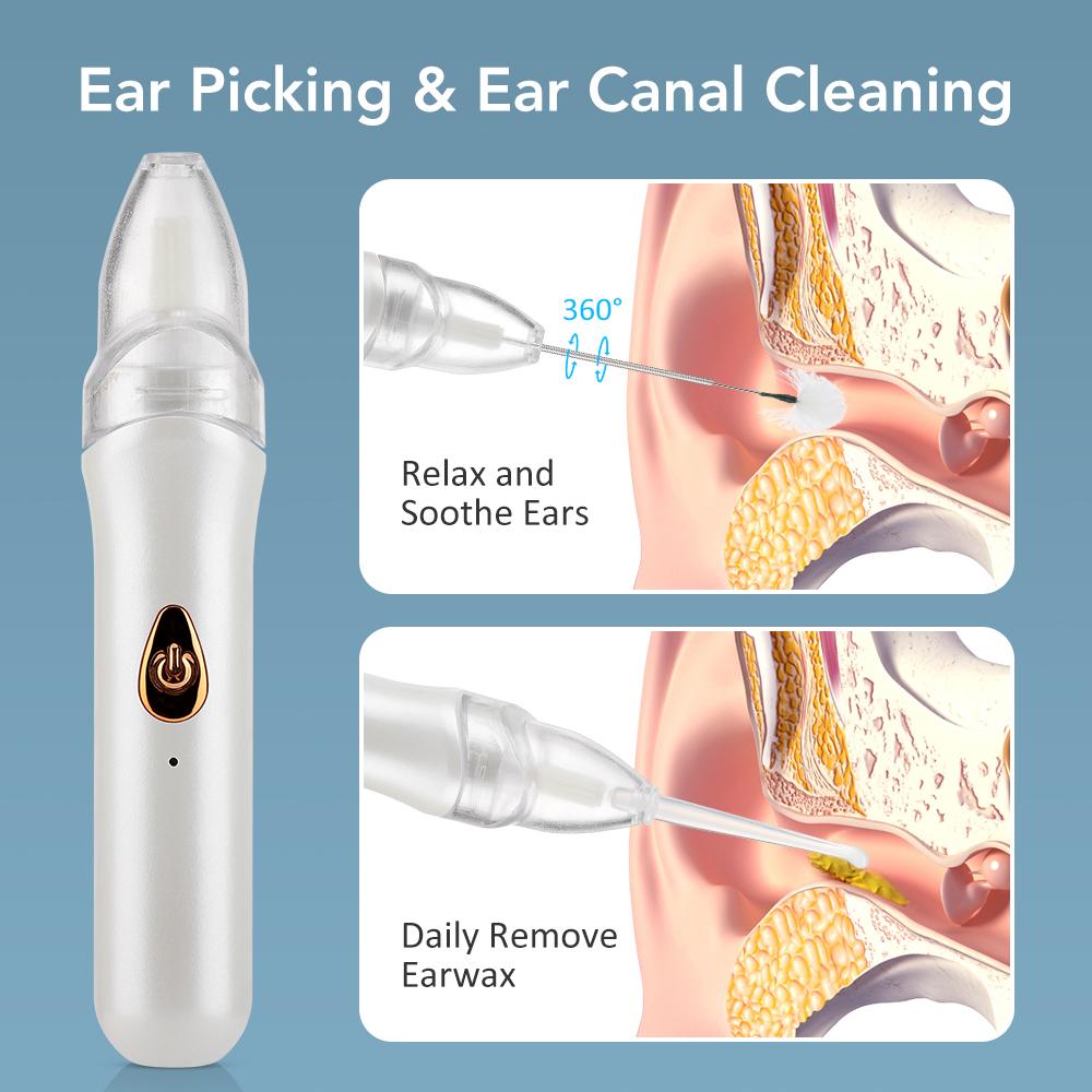 Electric Relaxation Ear Cleaner Ear Picking Tool Set Goose Feather Stick Gentle 4 Speeds Ear Canal Cleaning Earwax Removal Tool