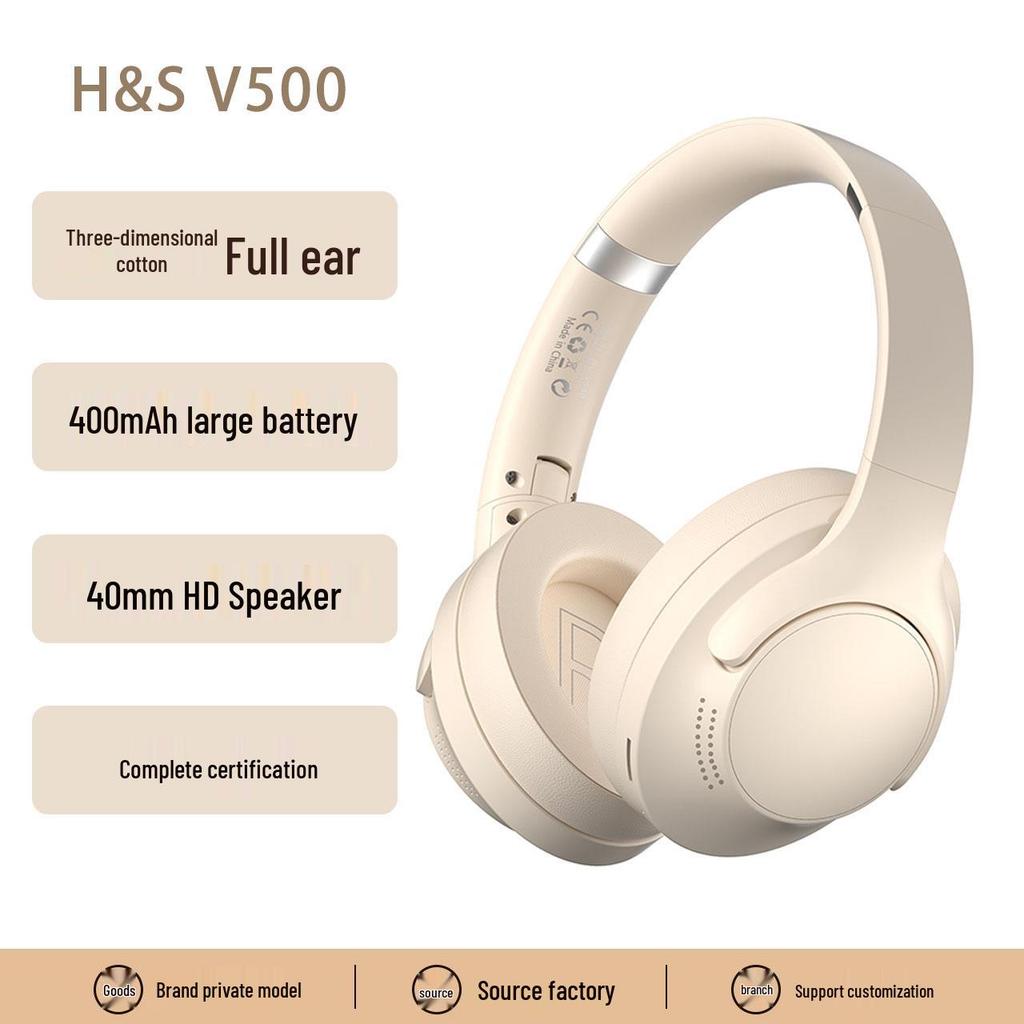New V500 Wireless Bluetooth Over-Ear Headphones: Deep Bass, Stereo Sound, Rotating, Foldable Design.