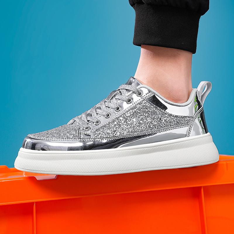 Big Size 45 Gold Men Shoes Sneakers Mens Casual Shoes Breathable Comfortable Leisure Luxury Chunky Stakeboard Shoes for Men Running Shoes Footwear