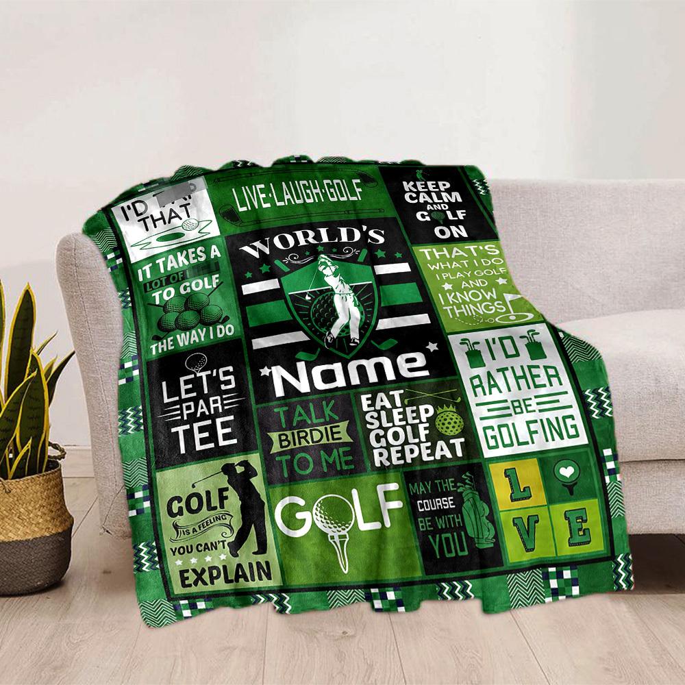 Live Laugh Golf Home Customize Your Name Blanket Comfortable Soft Lightweight Multipurpose Blanket For Picnics Sofas Offices Beds Living Rooms Perfect
