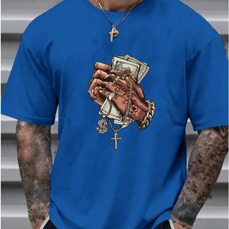 New Summer Men's Fashion T-shirt Rich People Printed Men's T-shirt Top