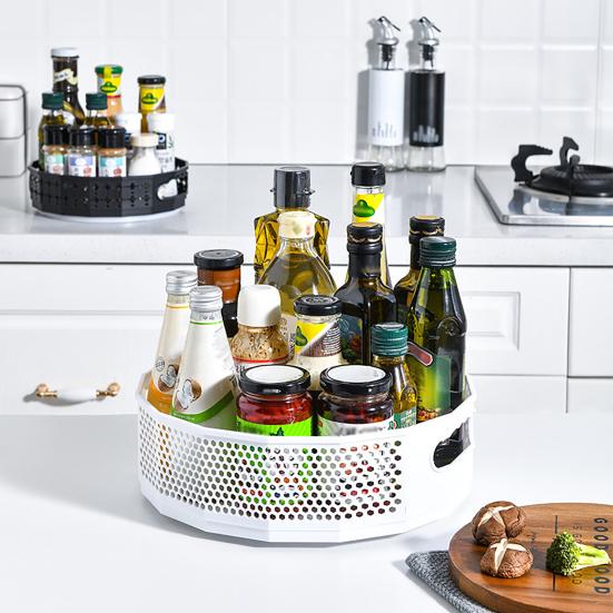 Spice Rack 360 Degree Rotating Large Capacity Versatile Plastic Multi-Functional Cosmetics Organizer for Girl