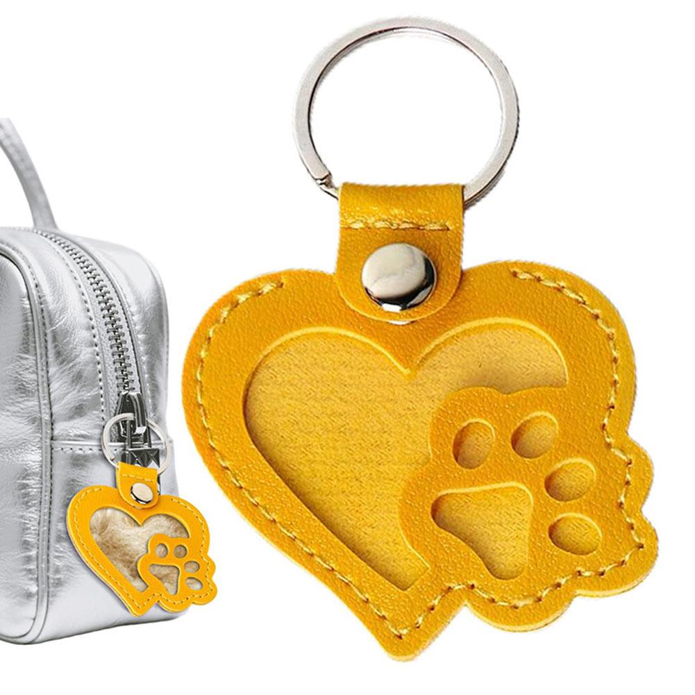 DIY Dog Hair Collector Keychain For Bag Purse PU Leather Handbag Pendant Charm Storage Keepsake Pet Memorial Keychain for Hair