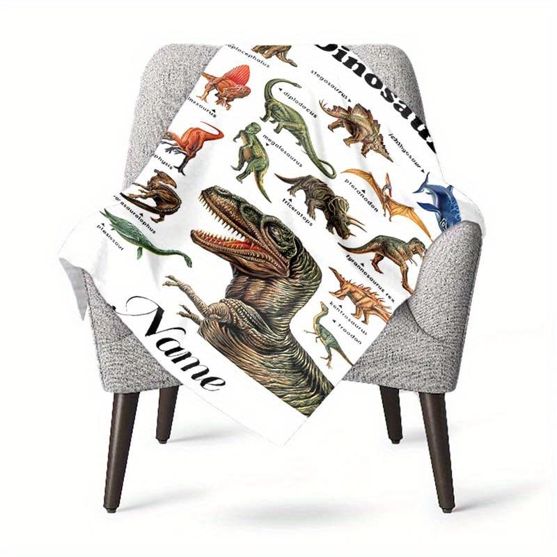 Dinosaurs Customize Your Name Outdoor Blanket Used For Chair Office Sofa Bed Camping Soft And Warm Giving Friends And Relatives Birthday Graduation