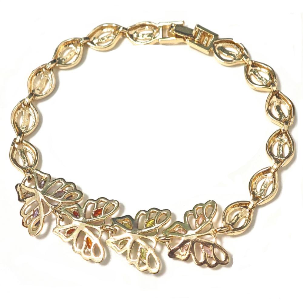 Flerfarget Cubic Zirconia Sommerfuglarmbånd Bladlenke Kvinners Daglig Vakkert Bruk Smykker