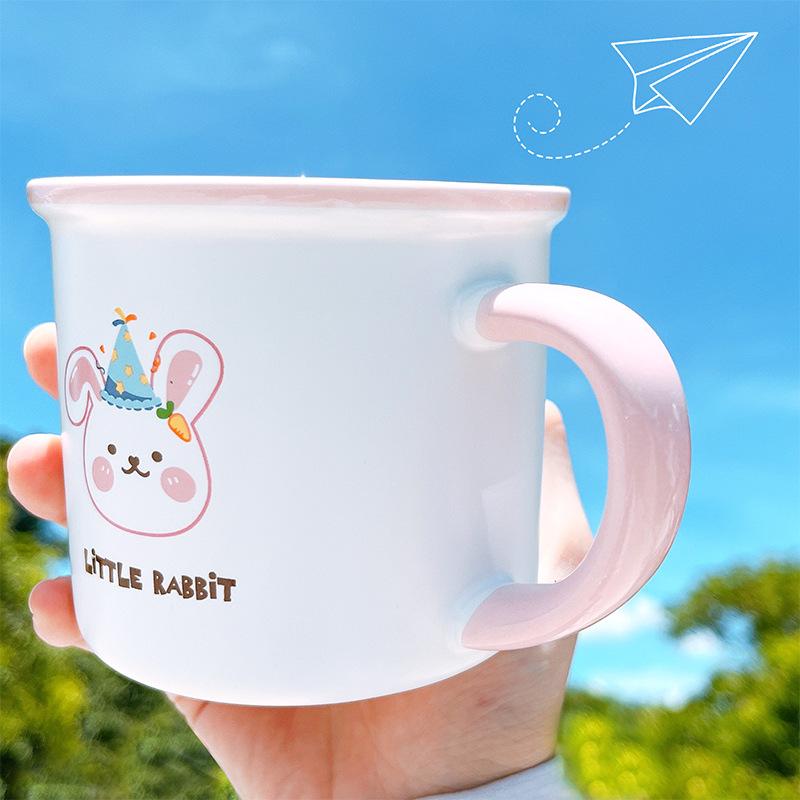Cute Rabbit Ceramic Cup Mug Drinking Water Cup Cup Creative Year of Rabbit Gift Milk Cup Breakfast Cup