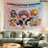 Cardcaptor Sakura Wall Tapestry Aesthetic Wall Hanging Printed Fabric Blanket Decorative Tapestries For Bedroom Living Room Home Decor