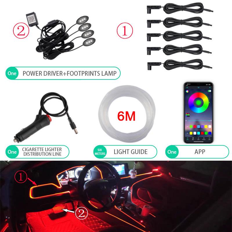 BLALION 1 In 13 Car EL Neon Strip Light Car Ambient Light Sound Control RGB LED Decorative Light Auto Interior Atmosphere