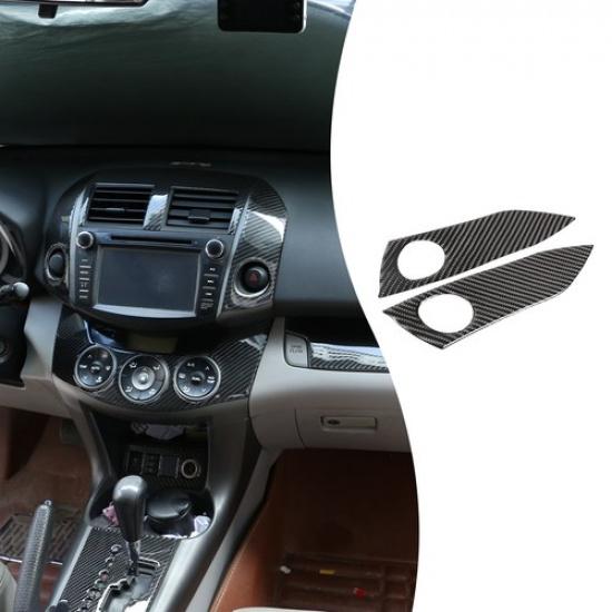 Soft Carbon Fiber Warning Light Switch Trim Sticker For Toyota RAV4 2006-2012