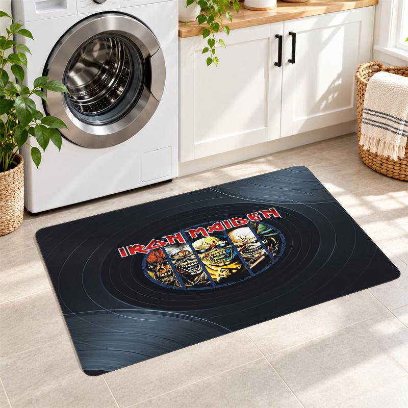 Flannel Kitchen Mat Iron Maiden Soft Area Rug Non Slip Floor Carpet Home Decoration