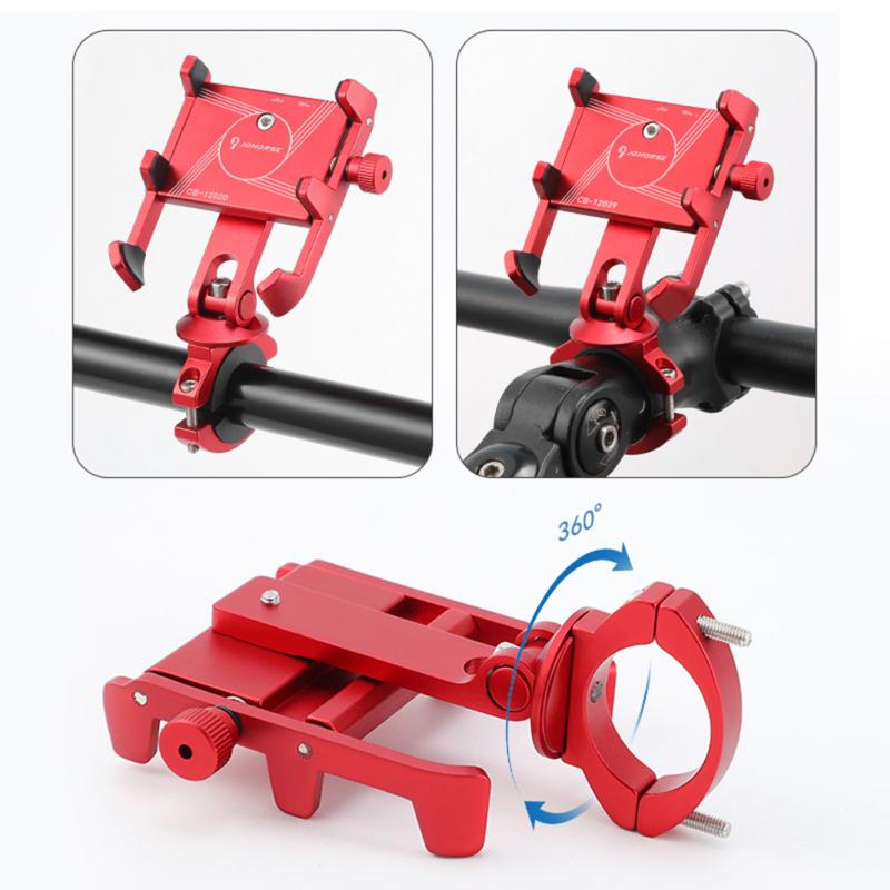 Aluminum Alloy Bicycle Cell Phone Holder Anti-Slip Phone Navigation Stand Shockproof Bike Handlebar Mount for 5-10Cm Width Phone