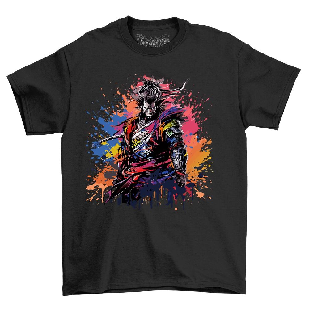 Samurai Paint Drip Design T-shirt - Funny and Fierce! Unleash Your Inner Warrior