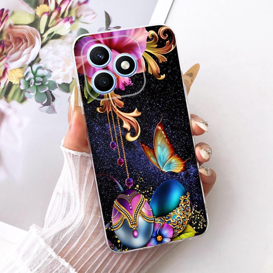 For Honor X8d 4G Case Cute Cat Luxury Flowers Painted Cover Soft Slim Phone Case For Honor X8d X 8d HonorX8d 4G Back Cover Coque