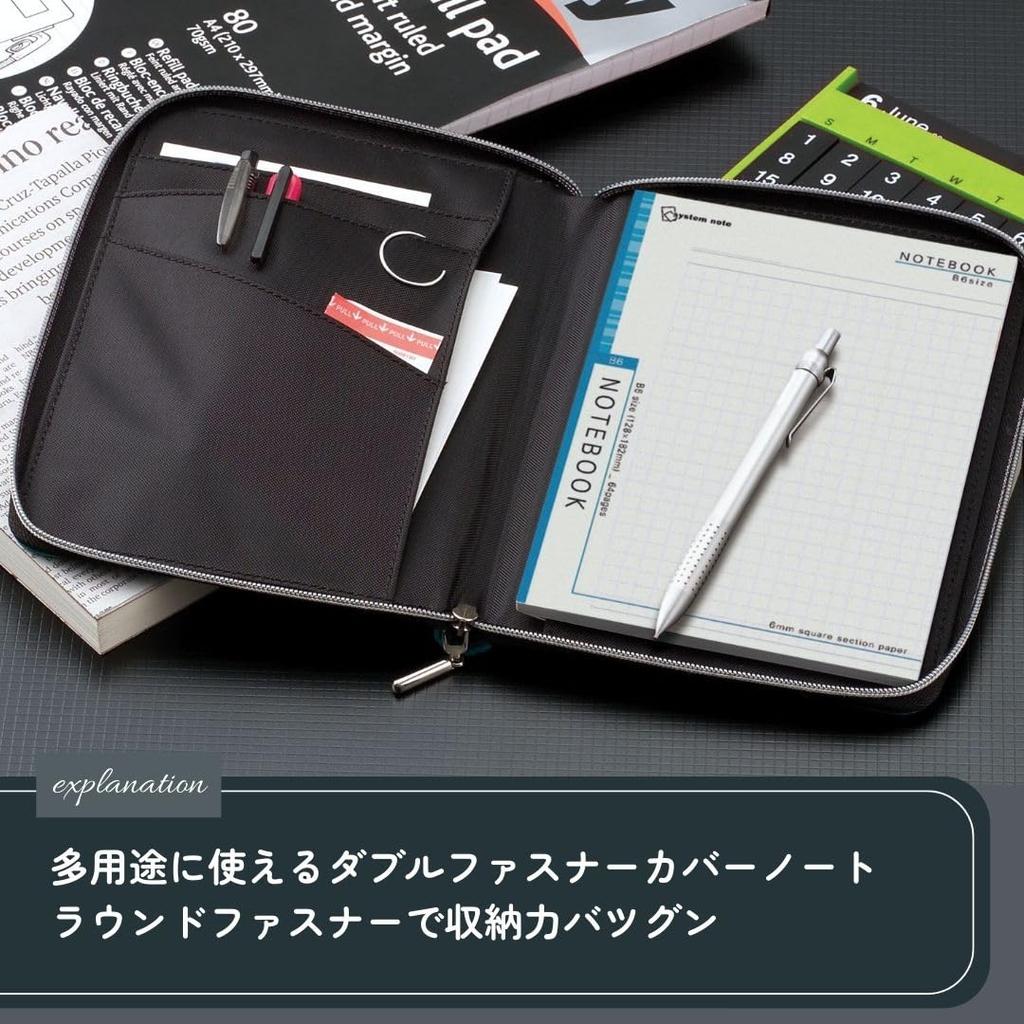 Raymay Fujii Notebook Double CN202K Multi-Cover Cover, Nilon, Zipper, B5, Navy,