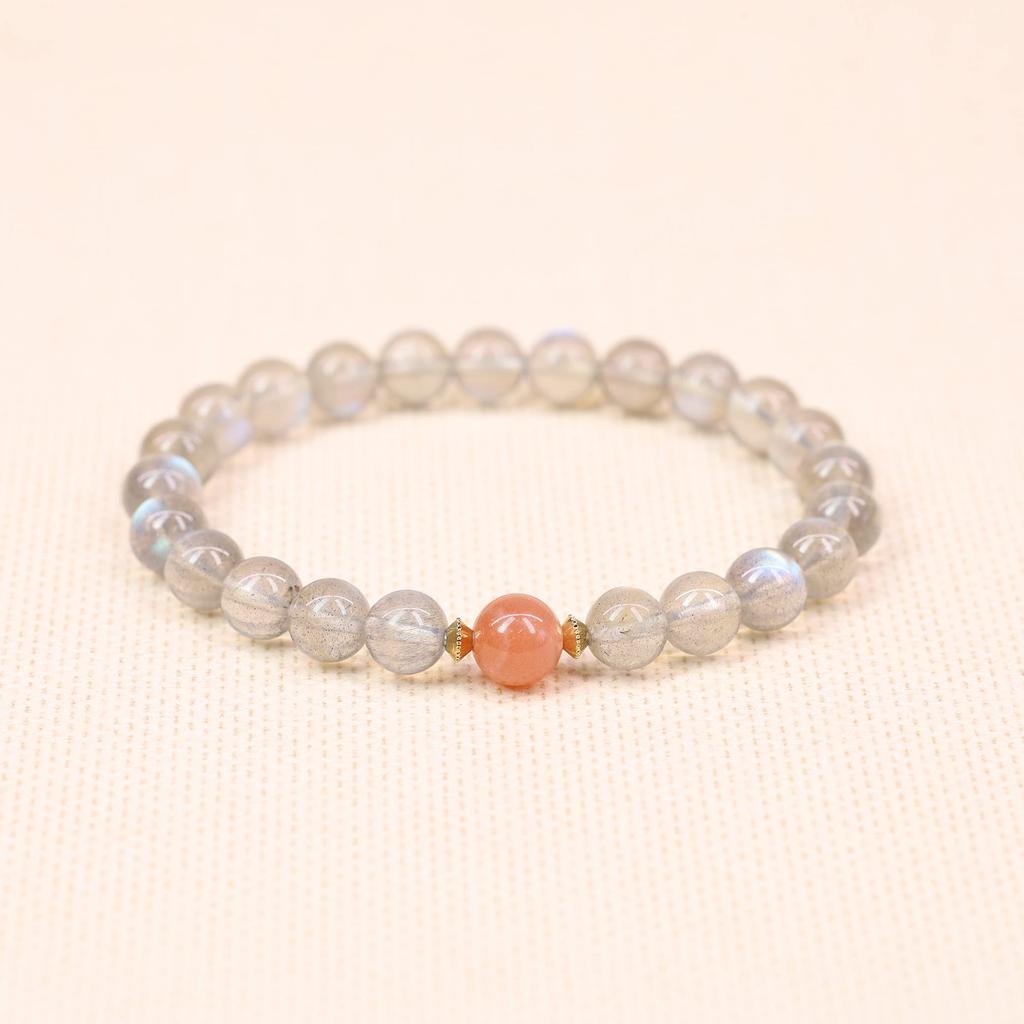 Koai Labradorite Sunstone Wish Fulfillment Good Luck Healing Power Stone Bracelet Prayer Bracelet for Women