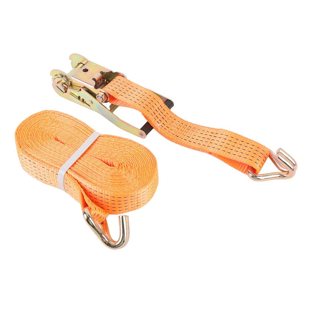 1 Set Tie Down Strap Orange Color Carbon Steel and Nylon 2500KG Working Tension Heavy Duty Ratchet