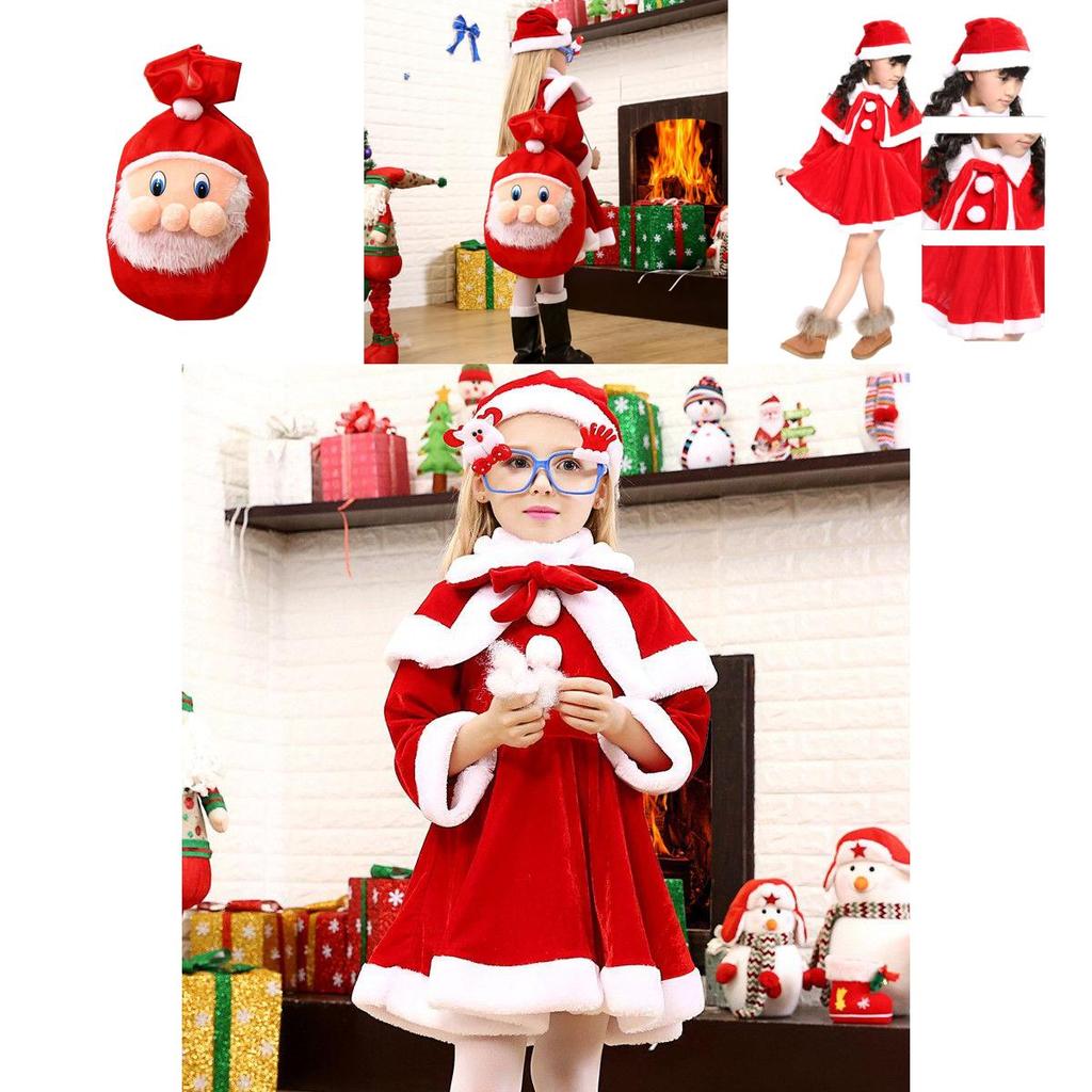 Kids Xmas Outfit Boys Girls Santa Claus Cosplay Costume Christmas Clothes