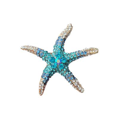 New Rhinestone Cute Multi-Color Starfish Brooches for Women Men Suit Clothes Personalized Star Brooch Pins Party Jewelry Gifts