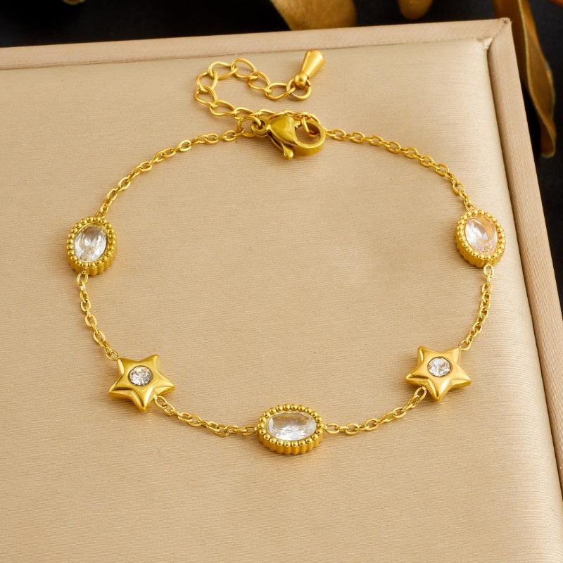 Gold Flower Zircon Bracelet Delicate Link Chain Bracelet for Women Elegant Daily Jewelry