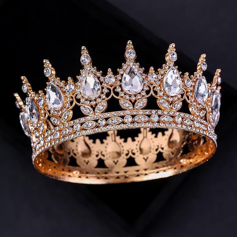 The Bride's Luxurious and Dazzling Tiara A Full Round Design  Princess Style Wedding Dress  Headwear  Flower Cake Decoration and Ornaments