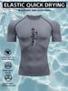 Camiseta de Compresión para Hombre Secado Rápido Blanca Camiseta de Gimnasio Estampado de Caligrafía Espada China Ropa Deportiva para Entrenamiento