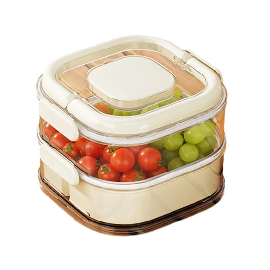 Fruit Storage Box Leak-Proof Sealed Multi-layer Food Container with Partition And Top Storage Portable Lunchbox for Kitchen Outdoor Camping