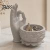 Office Desk Organizer 3D Printed OK Buddha Hand Lotus Flower Pot, Zen Style Mini Planter, Stone Texture Tabletop Ornament Desktop for Succulents