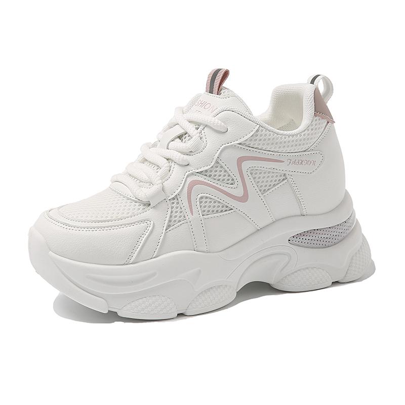 Fashion Air Cushion Platform Sports Shoes for Women Mesh Breathable Chunky Sneakers Woman Thick Sole Anti Slip Vulcanized Shoes