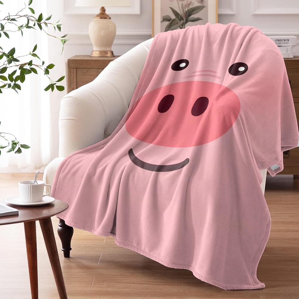 Pensive Piggy Throw Soft Flannel Throw Summer AC Blanket Lightweight Cool Nap Blanket for Sofa Bed Couch Travel
