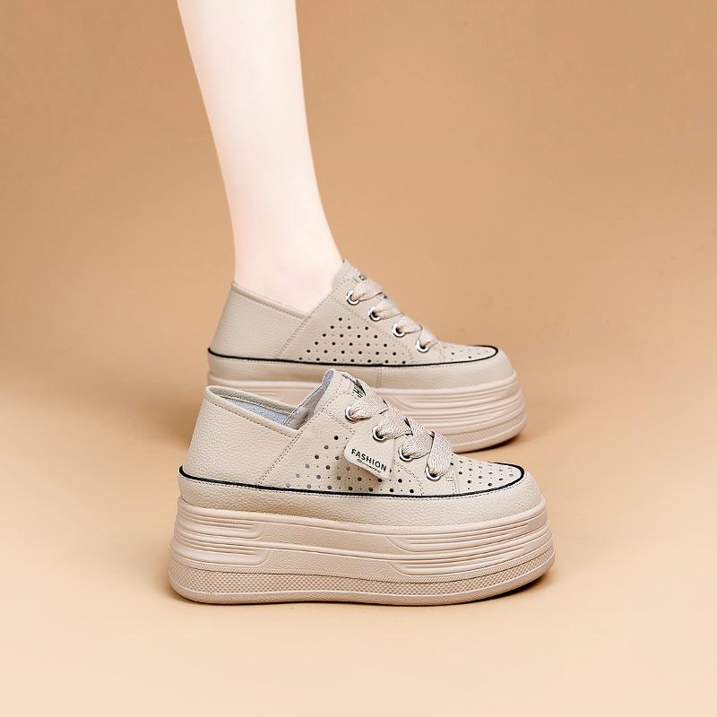 Hole model inner height increase women's 2026 summer new hollow two wear casual shoes