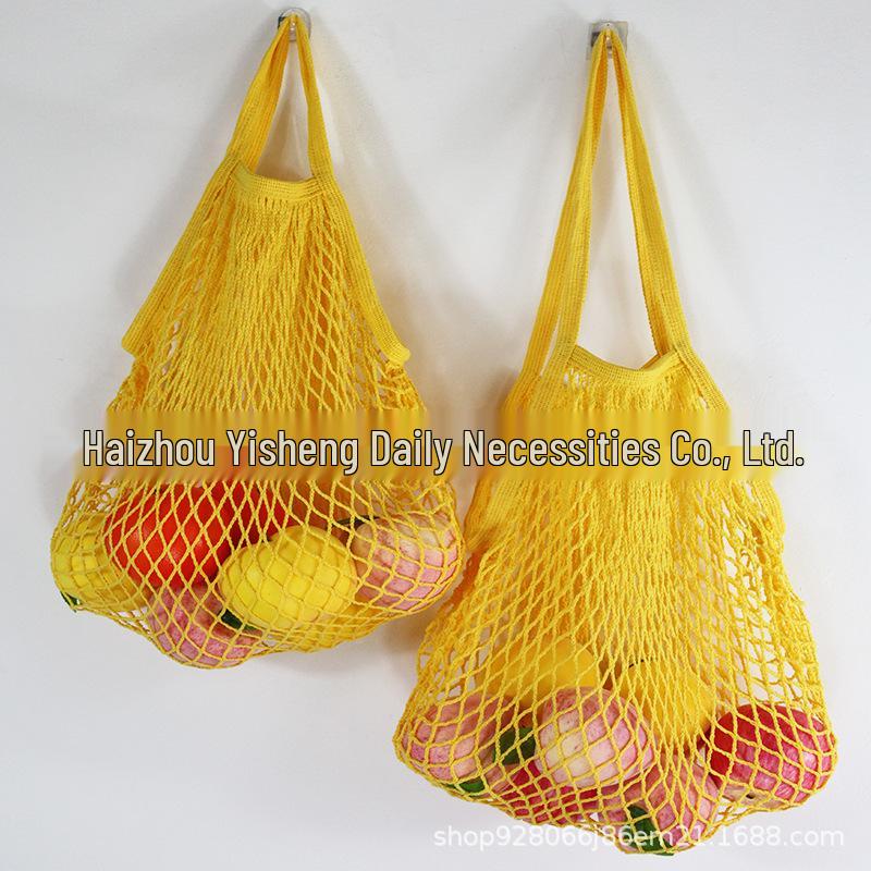 Xiaohongshu Pure Cotton Mesh Bag: Portable, Foldable Grocery Net Bag for Fruits & Vegetables
