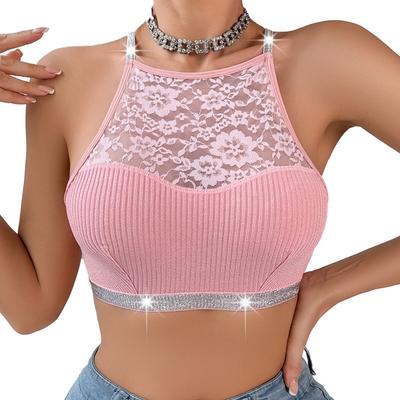 Reggiseno da donna stile gilet nastro argento collo all'americana