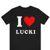 I Love Lucki Funny T Shirt Heart Red Vintage Graphic Fashion Slightly Homme Stylish Comfortable Casual