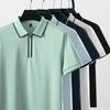 Polo tričko s krátkým rukávem, pánské prodyšné tričko z čisté bavlny, business casual top s límečkem