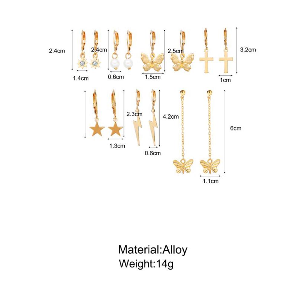 7 Pairs Of Women Earrings Alloy Creative Simple Butterfly-shape  Earring Set