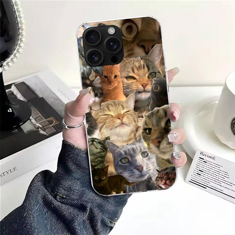 

Crying Cat Memes Soft Phone Case For IPhone 11 17 Air 16E 16 Pro Max 15 + 14 Plus 13 Mini 12 Apple 7 SE 8 Fundas Coque 11 17 Air iPhone 14