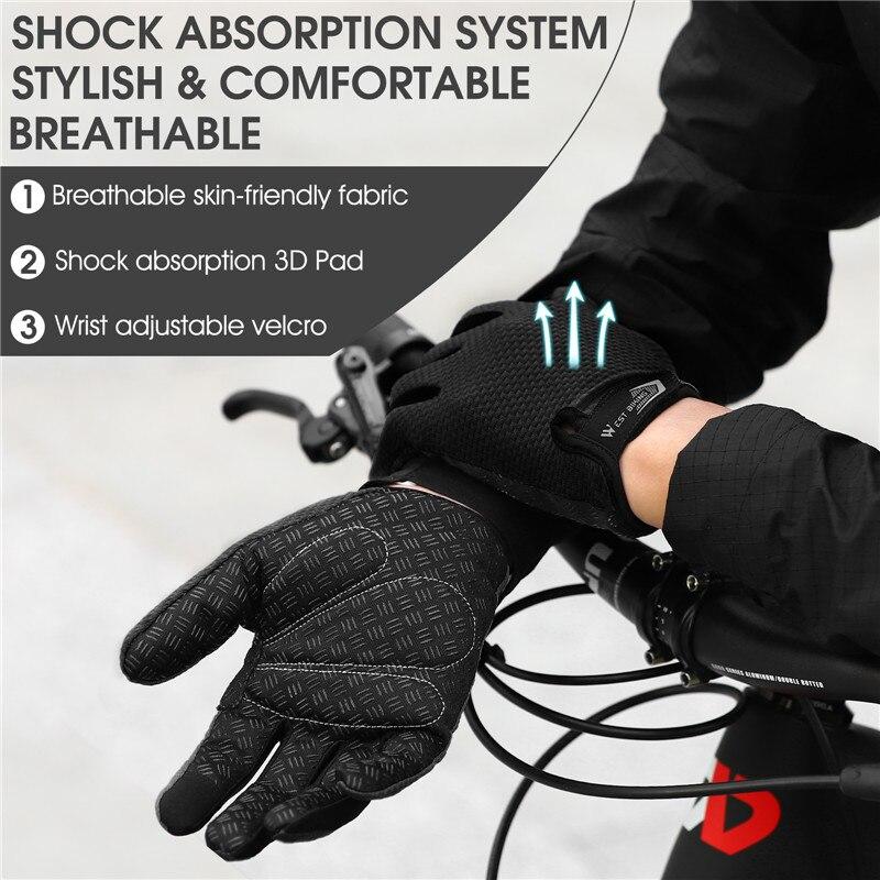 WEST BIKING Summer Cycling Gloves Full Finger MTB Bike Gloves Touch Screen Non Slip Silicone Palm Driving Riding Gloves 6