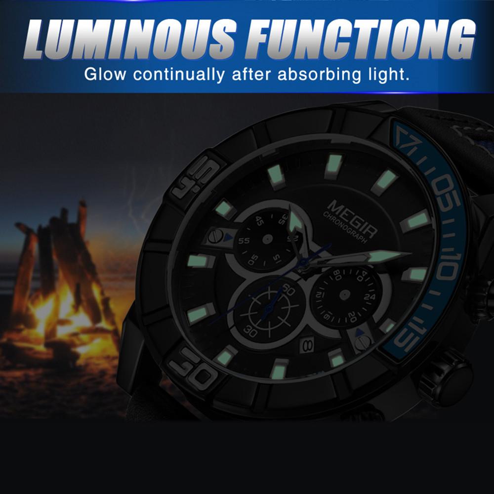 Megir Herreklokker Toppmerke Luksus Vanntett Kvartsklokke Mann Luminous Business Armbåndsur Hour Reloj Hombre Zegarek Damski