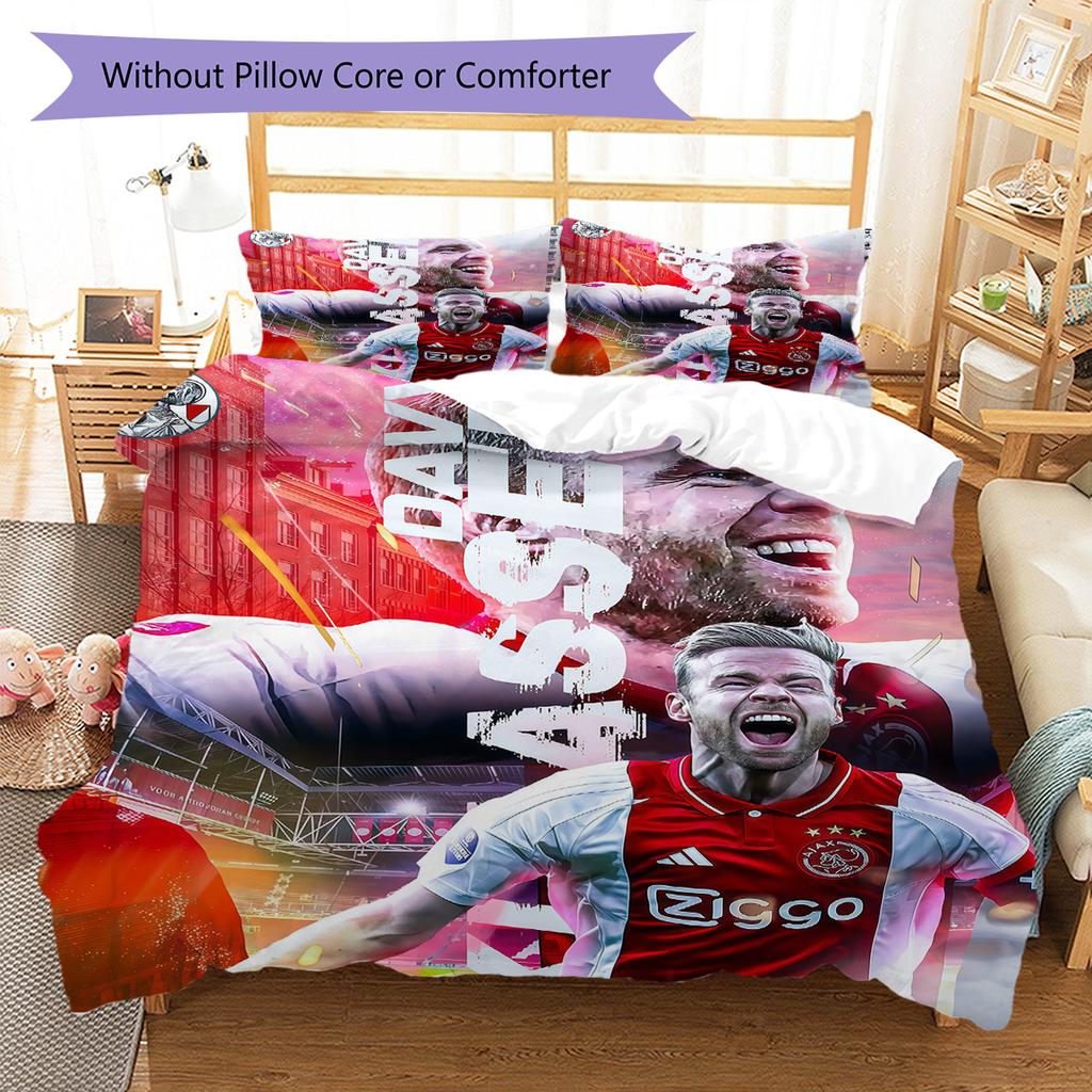 AFC Ajax Pattern Bedding Quilt Set Quilt Cover Pillowcase Home Decoration Birthday Gift (1 * duvet cover + 2 * pillowcase, without core)