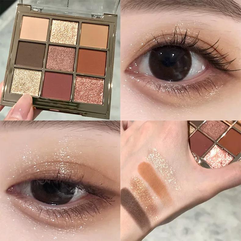 Cement Gray Nine-Color Eyeshadow 2025 New Earthy Amber Sunset Pearlescent Matte Cool Gray Oatmeal 9-Color Eyeshadow